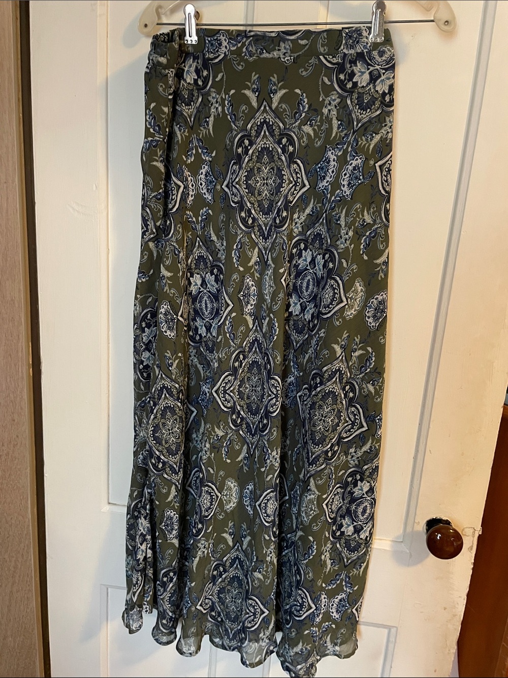 Olive Green Paisley Maxi Skirt XL